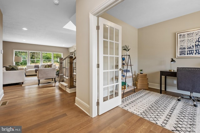 office area featuring hardwood / wood-style floors