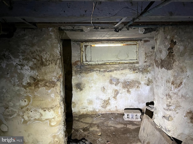 view of unfinished basement