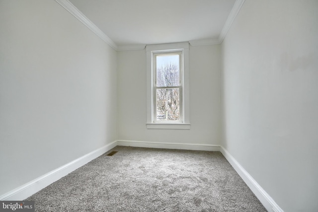 spare room with carpet flooring and ornamental molding