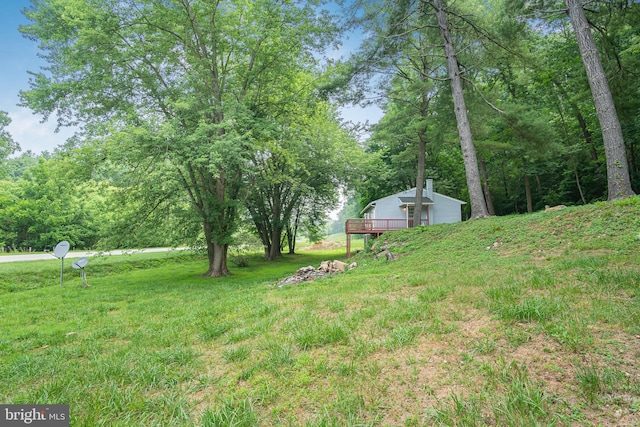 view of yard featuring a deck