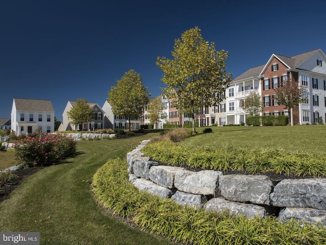 view of community featuring a lawn