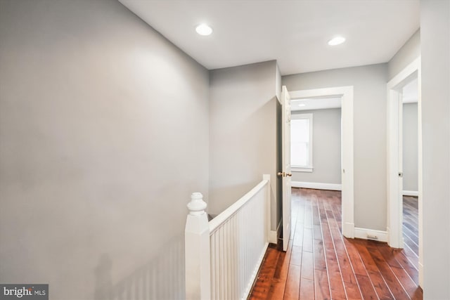 931 Farragut St NW, Washington, DC 20011 - hall featuring recessed lighting, baseboards, an upstairs landing, and dark wood-type flooring