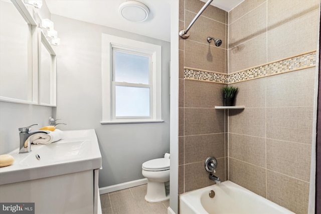 931 Farragut St NW, Washington, DC 20011 - full bathroom with vanity, baseboards, bathtub / shower combination, and toilet