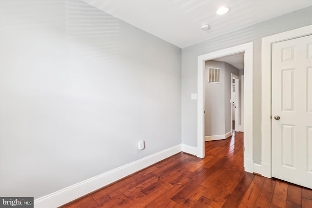 931 Farragut St NW, Washington, DC 20011 - unfurnished room with recessed lighting, baseboards, visible vents, and dark wood-type flooring