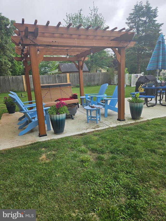 view of patio / terrace featuring a pergola