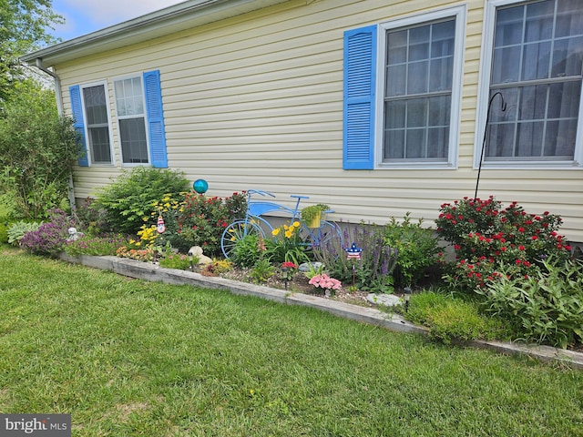 view of home's exterior with a yard