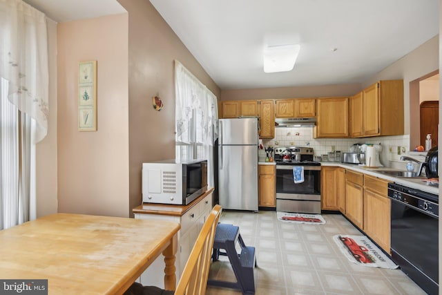 kitchen featuring sink, stainless steel appliances, and tasteful backsplash