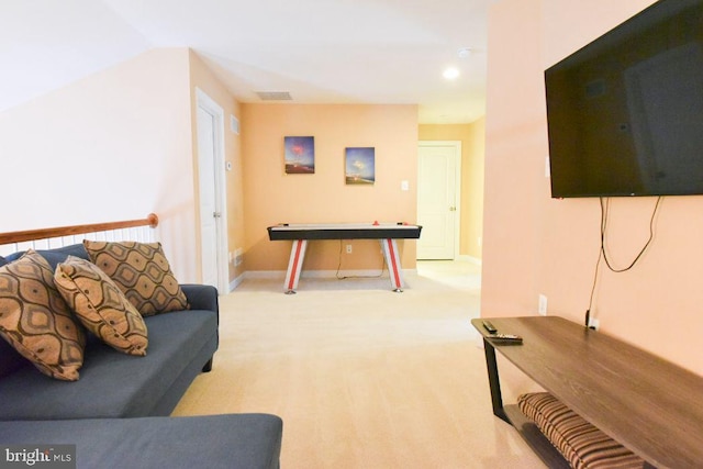 living room with light carpet