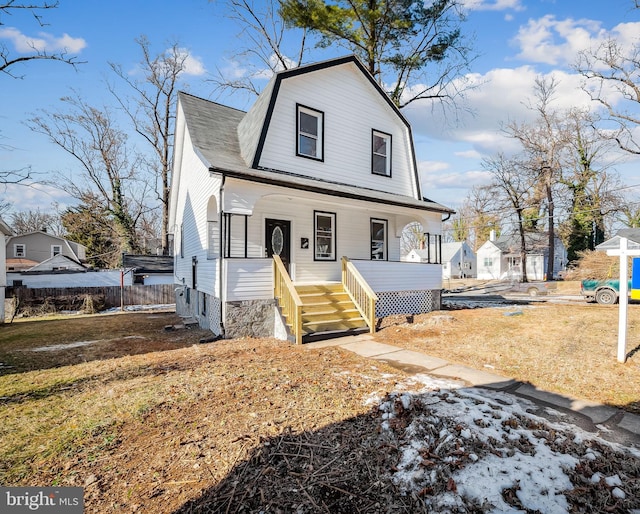 view of front of property with covered porch