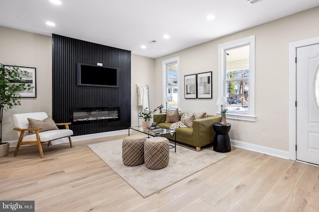 living room featuring light hardwood / wood-style flooring