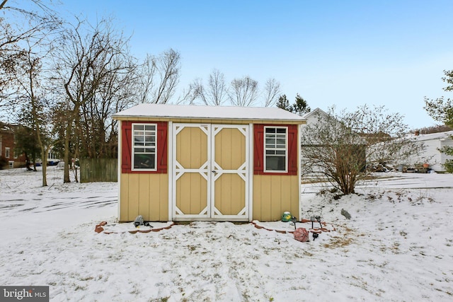 view of snow covered structure