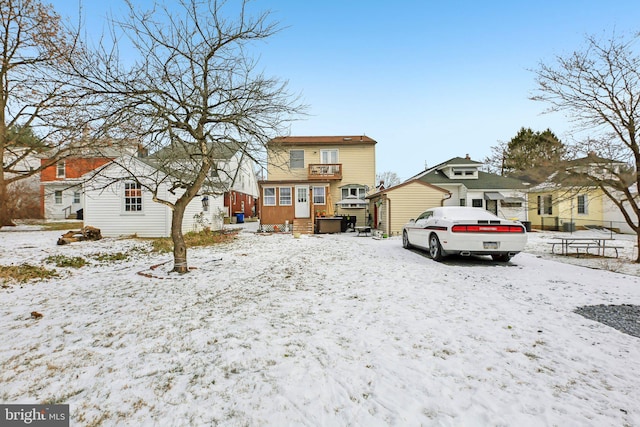 view of yard covered in snow