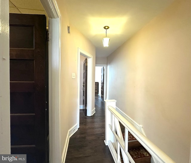 corridor featuring dark hardwood / wood-style floors