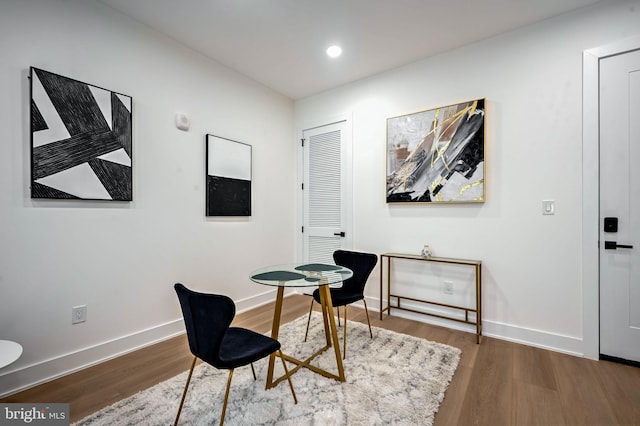 office space featuring hardwood / wood-style floors