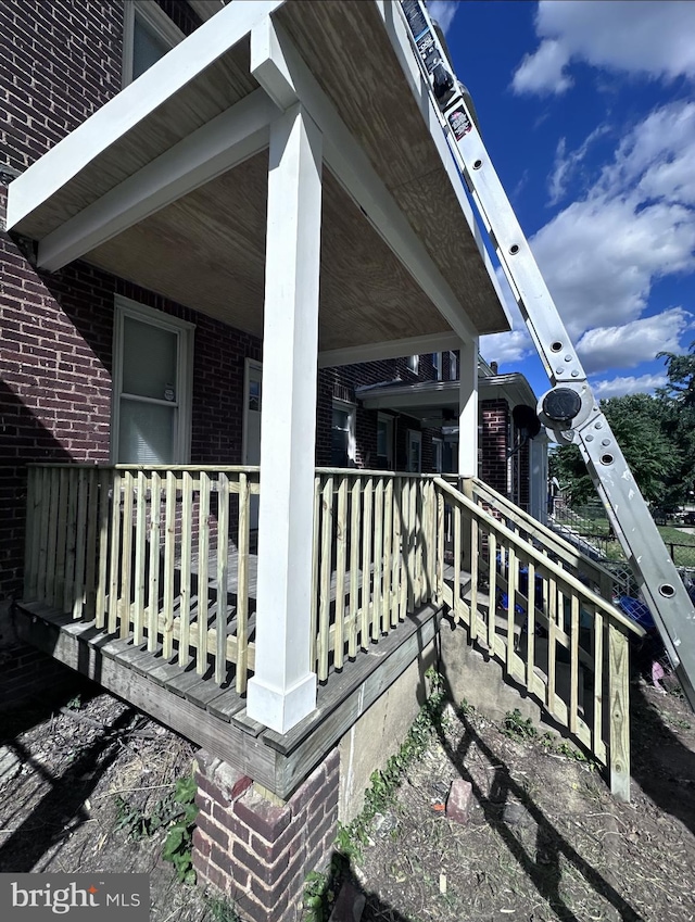 deck featuring a porch