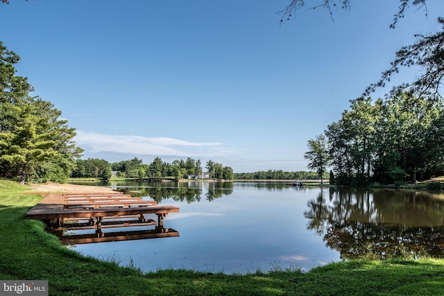 dock area featuring a water view