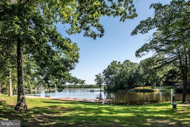 property view of water with a boat dock