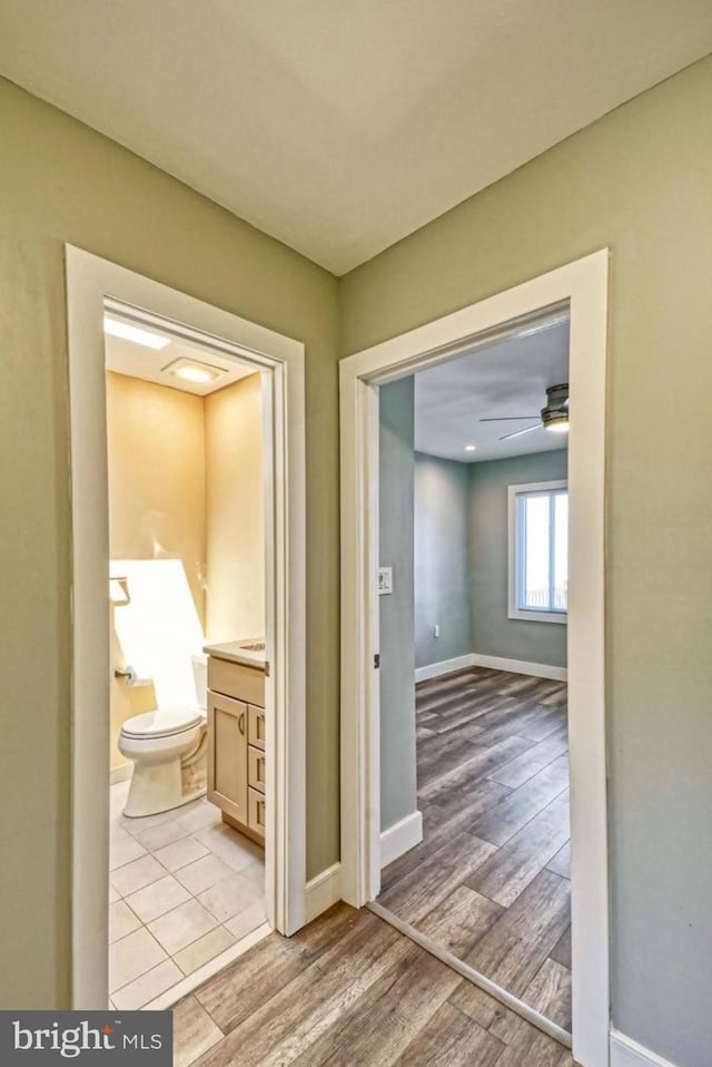 hall featuring light hardwood / wood-style flooring