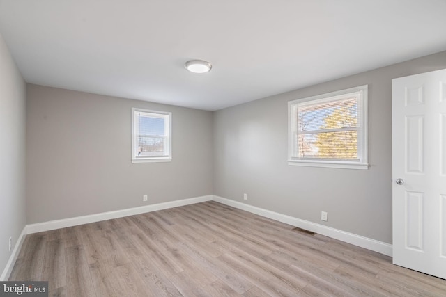 unfurnished room featuring light hardwood / wood-style floors