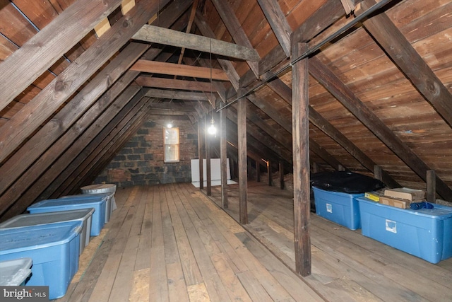 view of unfinished attic