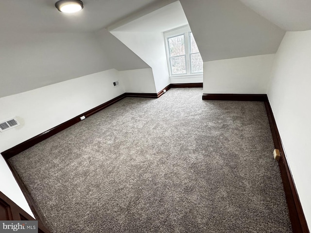 bonus room featuring carpet floors and vaulted ceiling