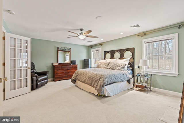 bedroom featuring carpet and ceiling fan