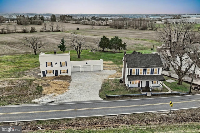 bird's eye view with a rural view