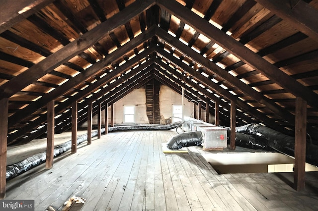 view of unfinished attic