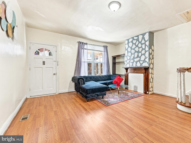 living room featuring light hardwood / wood-style flooring