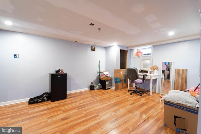 office area featuring hardwood / wood-style floors