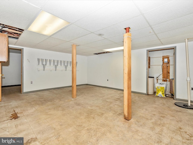 basement with a drop ceiling