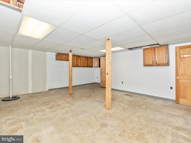 basement with a drop ceiling