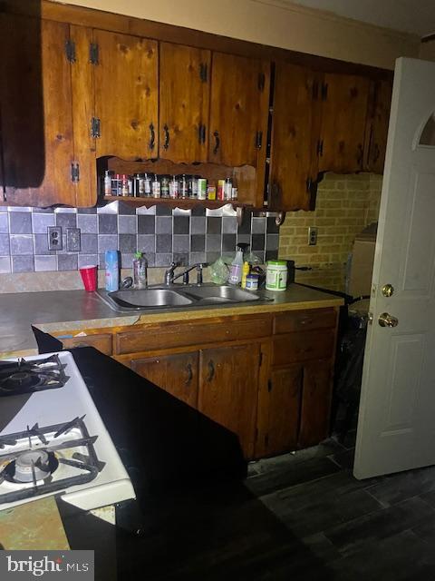 kitchen featuring decorative backsplash and sink