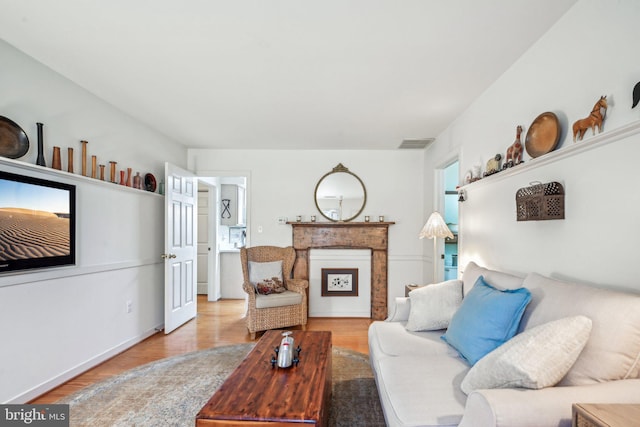 living room with light wood-type flooring