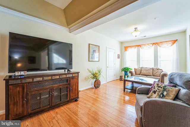 living room featuring light hardwood / wood-style flooring