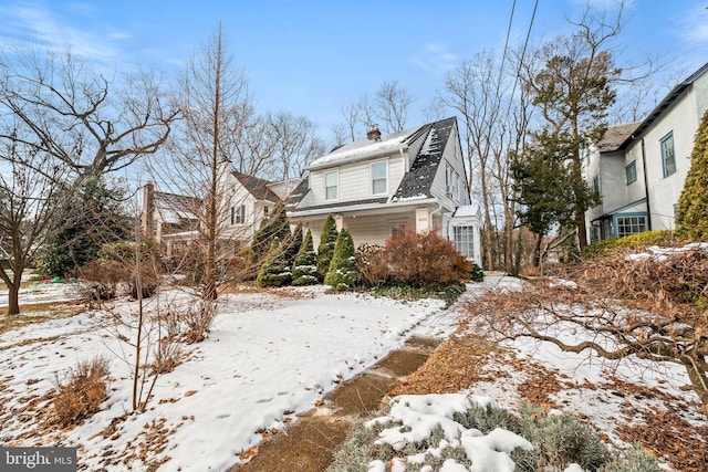 view of snow covered exterior