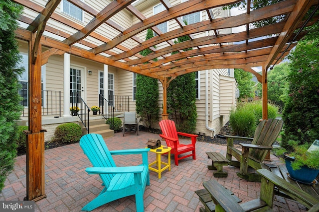 view of patio / terrace featuring a pergola