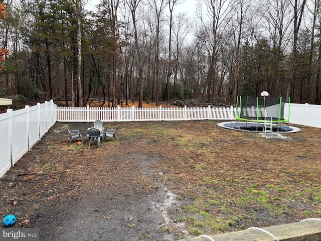 view of yard featuring a trampoline