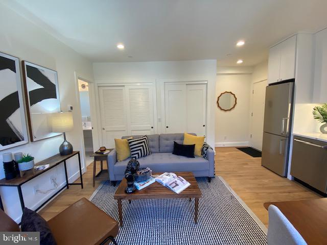 living room featuring light hardwood / wood-style flooring