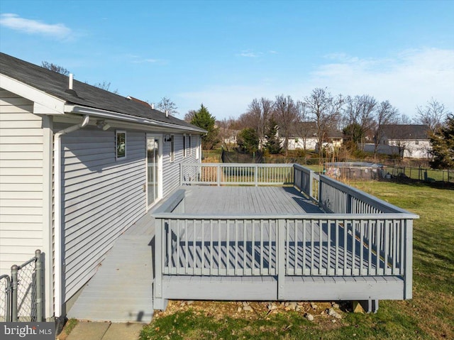 deck featuring a yard