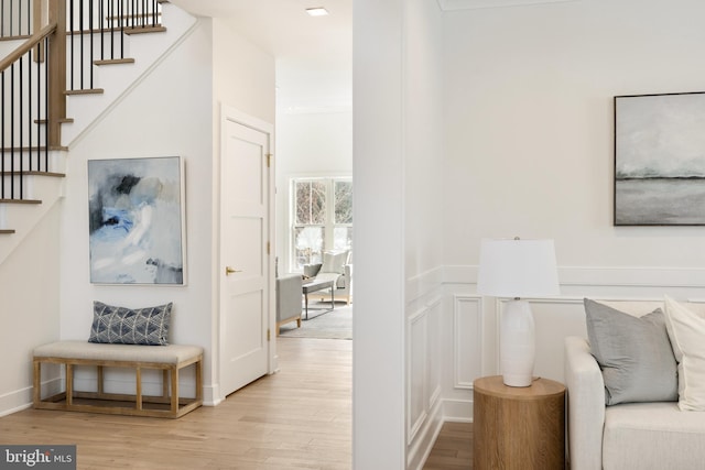 hallway with light wood-type flooring