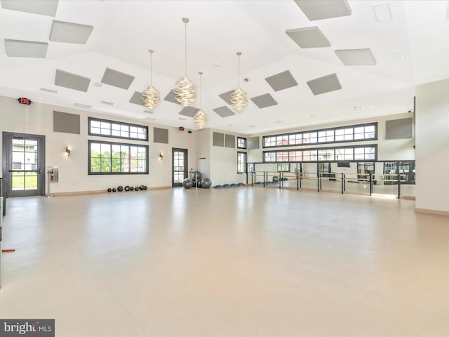 interior space featuring a high ceiling