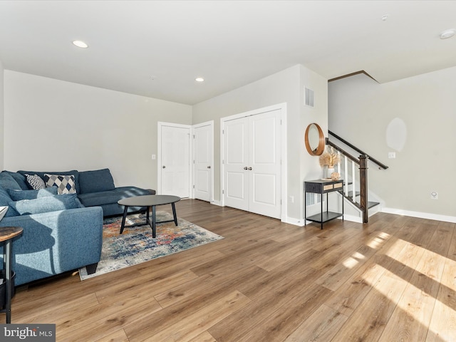 living room featuring hardwood / wood-style floors