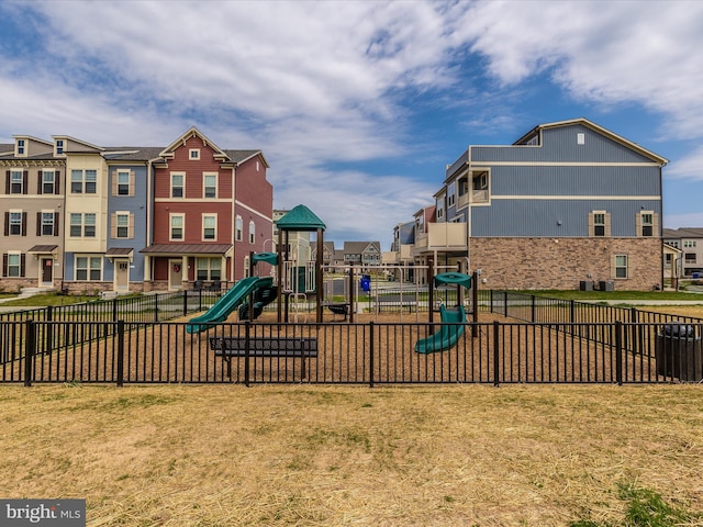 view of playground featuring a yard