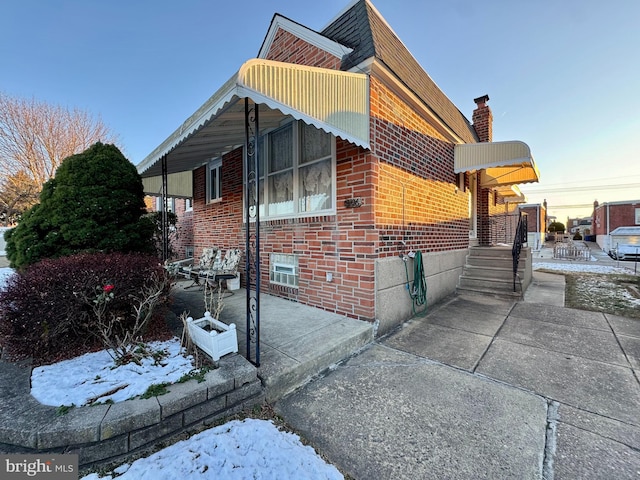 view of snowy exterior