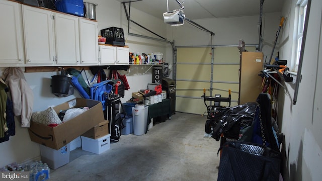 garage with a garage door opener