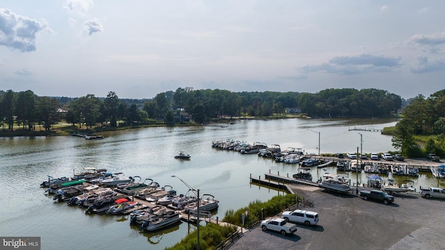 property view of water featuring a dock