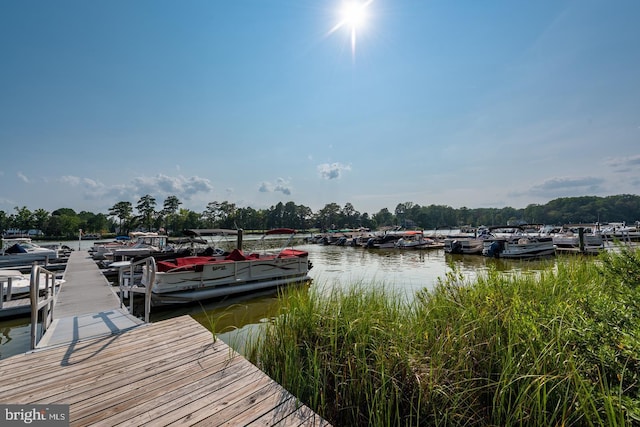 view of dock featuring a water view