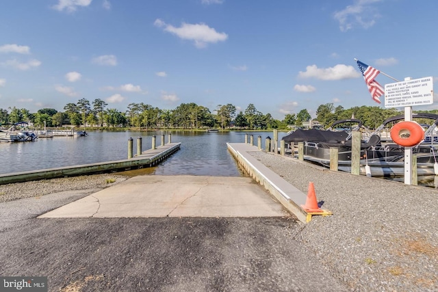 dock area featuring a water view