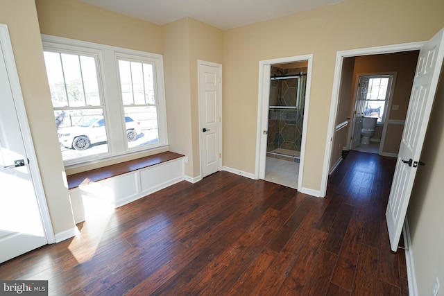 interior space with dark hardwood / wood-style floors